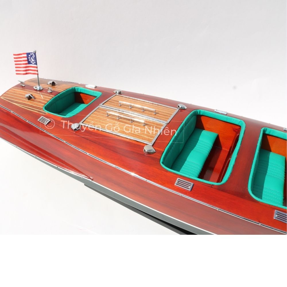 Mô Hình Thuyền Gỗ Phong Thủy Dạng Thuyền Đua Tốc Độ CHRIS CRAFT TRIPLE COCKPIT 1930 Chính Hãng Hàng Xuất Khẩu Chất Lượng Cao