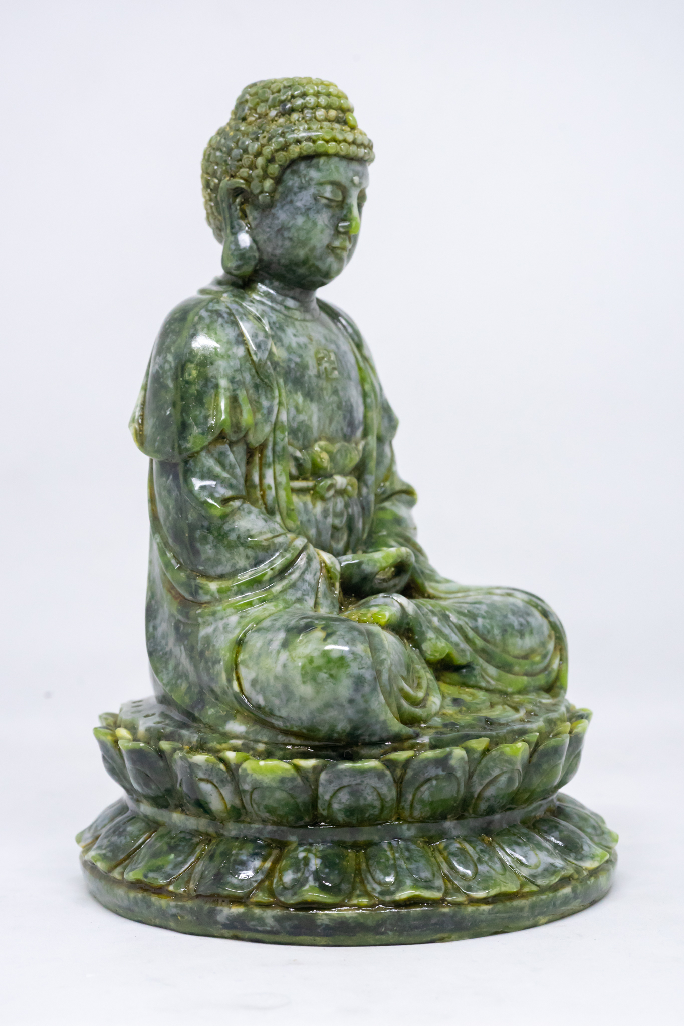 Tượng Phật A Di Đà ngồi thiền tòa sen bằng đá xanh cao 18cm