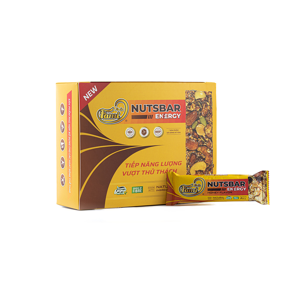 Thanh Hạt Năng Lượng FAMINUTS Vị Táo Đỏ, Cacao, Mật Ong, Cà Phê Nutsbar Energy Hộp 12 Thanh 480g - Thực Phẩm Tiếp Năng Lượng Lành Mạnh