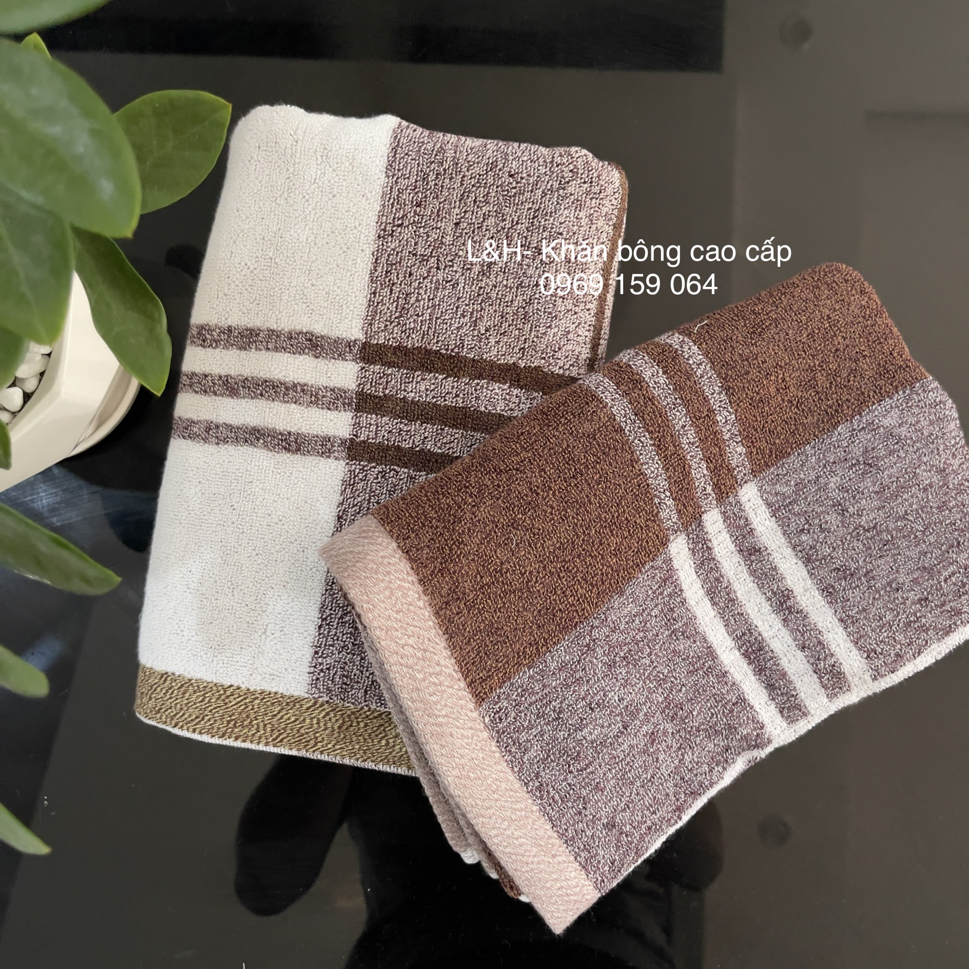 Khăn tắm kẻ Tân Thịnh, KT 50x100cm