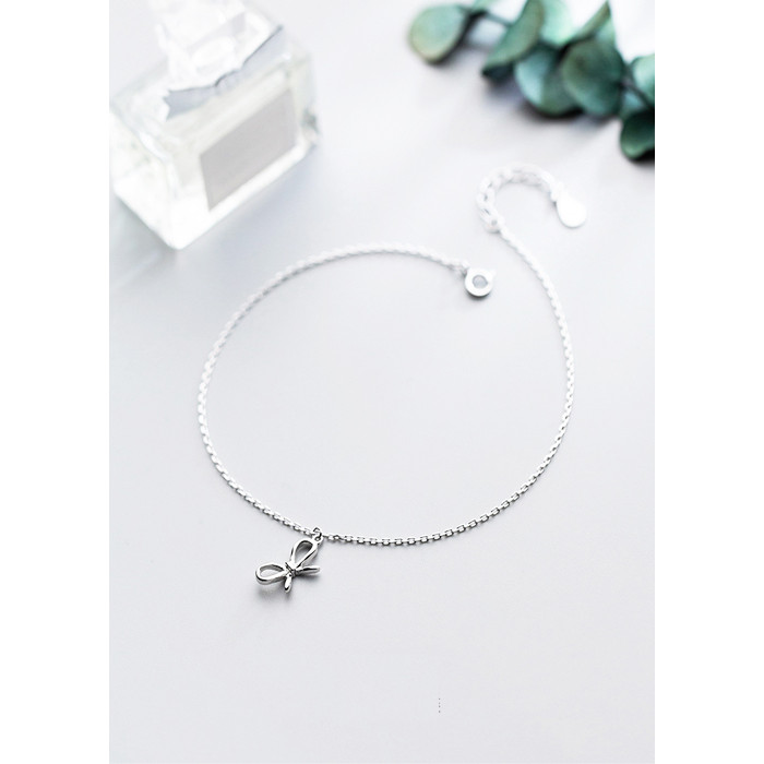 Lắc Chân Bạc Nữ cao cấp hình Chiếc Nơ Dễ Thương LCBN116 + Tặng hộp đựng lắc + Tặng khăn lau bạc