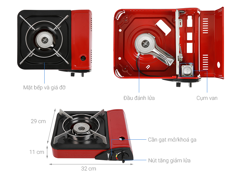 Bếp Gas Du Lịch Mini Kendy - Màu Ngẫu Nhiên - Hàng Chính Hãng