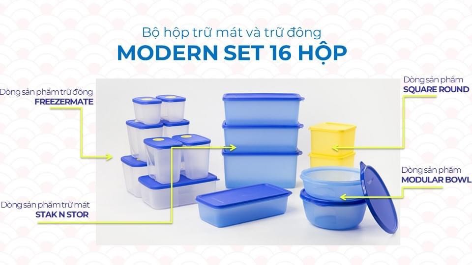 Bộ hộp trữ đông&amp;trữ mát Modern set 16