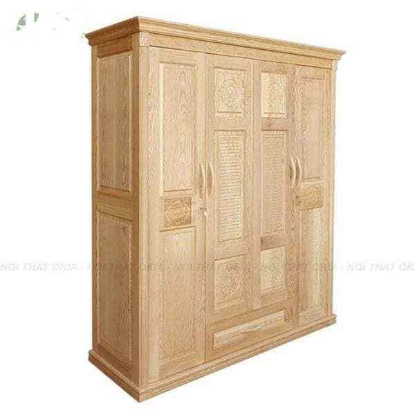 Tủ quần áo gỗ sồi 4 cánh 1m8 hàng cao cấp