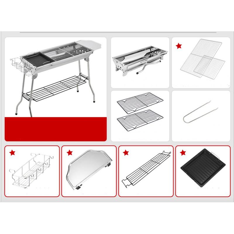 Bếp lò nướng than BBQ chất liệu inox xếp gọn đi du lịch BBQ Full Set 73x33x71cm