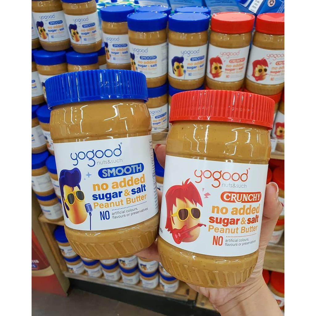 Bơ đậu phộng không đường mịn Yogood - Yogood Smooth Peanut Butter NO ADDED SUGAR - Hộp 453g