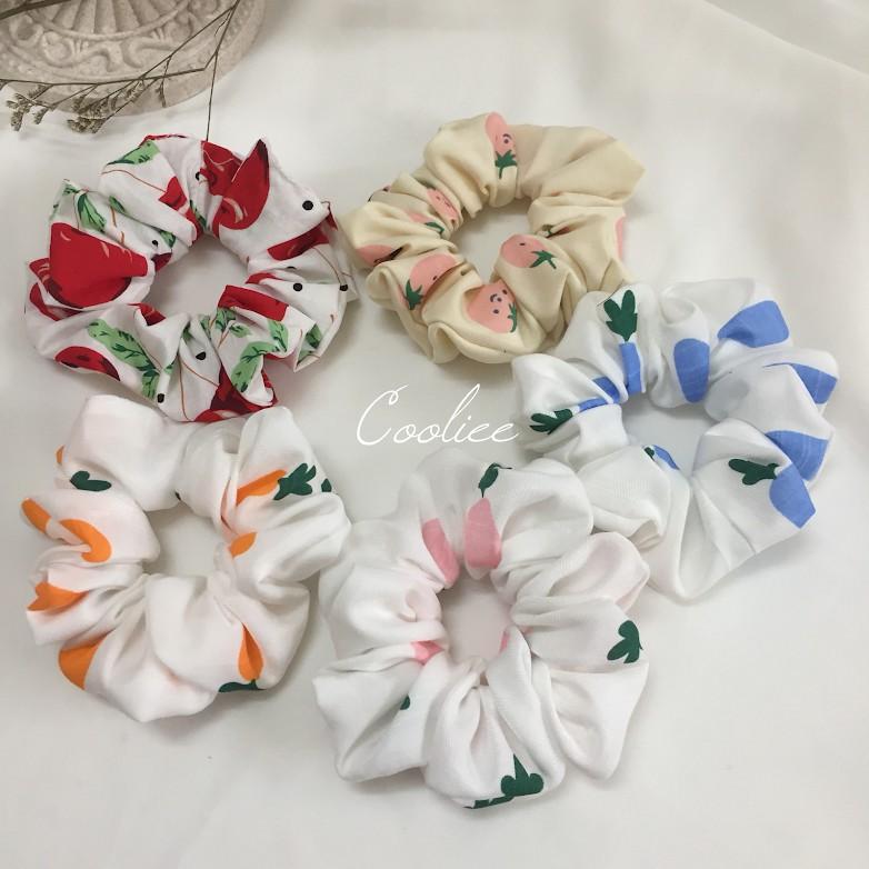 Dây cột tóc scrunchies hoa quả dâu, bơ, cà rốt, lê, chanh, cherry