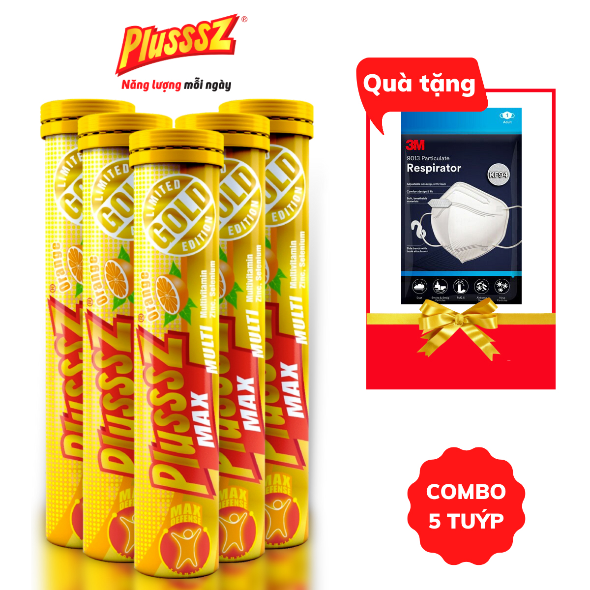 {COMBO5TUYP} Viên sủi Plusssz Max Multivitamin hương vị Cam không đường bổ sung vitamin C và khoáng chất dạng hòa tan, dễ hấp thu hỗ trợ tăng cường đề kháng, vững vàng sức khỏe (Tuýp 20 viên sủi).