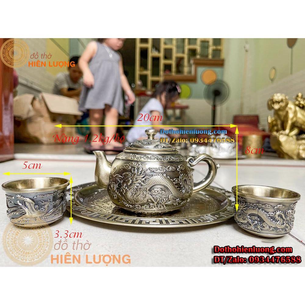 Bộ Ấm Chén Long Phụng Trình Tường Bằng Đồng Cao Cấp - Quà Tặng Sang Trọng