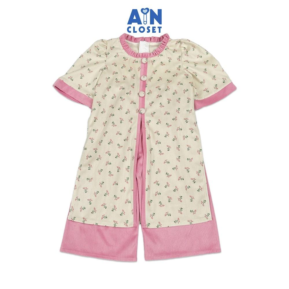Bộ Áo Dài bé gái họa tiết Hoa Nhí Hồng Cotton Nhung - AICDBGTVKH3L - AIN Closet