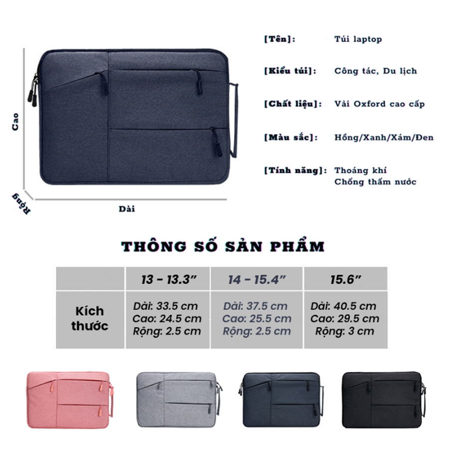 Túi Laptop Chống Sốc 4 Dây Kéo Dành Cho Macbook/ Laptop Có Quai Xách -Vải Agni Cloth Bề Mặt Hạn Chế Thấm Nước - Có Lót Nhung Bên Trong