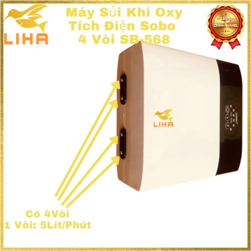 Máy Sủi Khí Oxy Tích Điện Sobo 4 Vòi SB-568 (12W - 4x5Lít/Phút) - Máy Sủi Oxy Tích Điện Cho Bể Cá