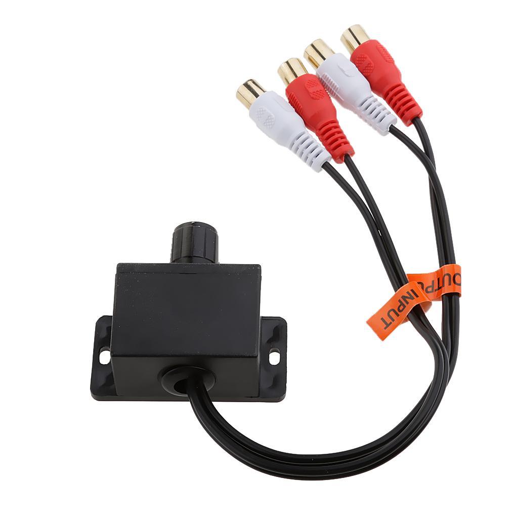 Vehicle Audio Amplifier Device Remote Volume Control 2RCA Input+2RCA Output