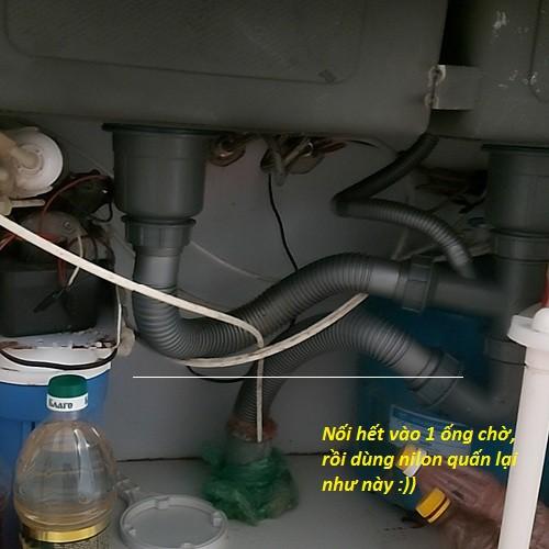 Van thải máy lọc nước TIỆN LỢI, BỀN ĐẸP nối liền với bộ xi phông bồn rửa chén bát