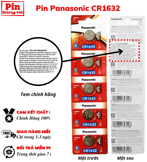 Pin Panasonic CR1632 1 vỉ 5 viên