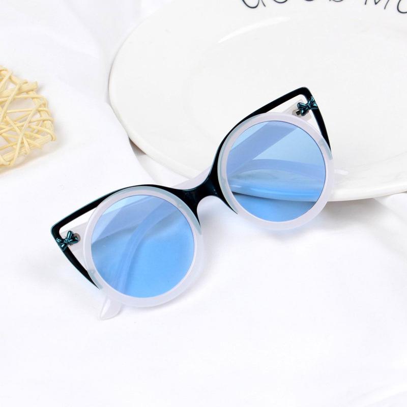 Retro Trẻ Em Và Tai Mèo Kính Mát Lớn Vòng Kính Mát Cho Bé Với UV400 Gương