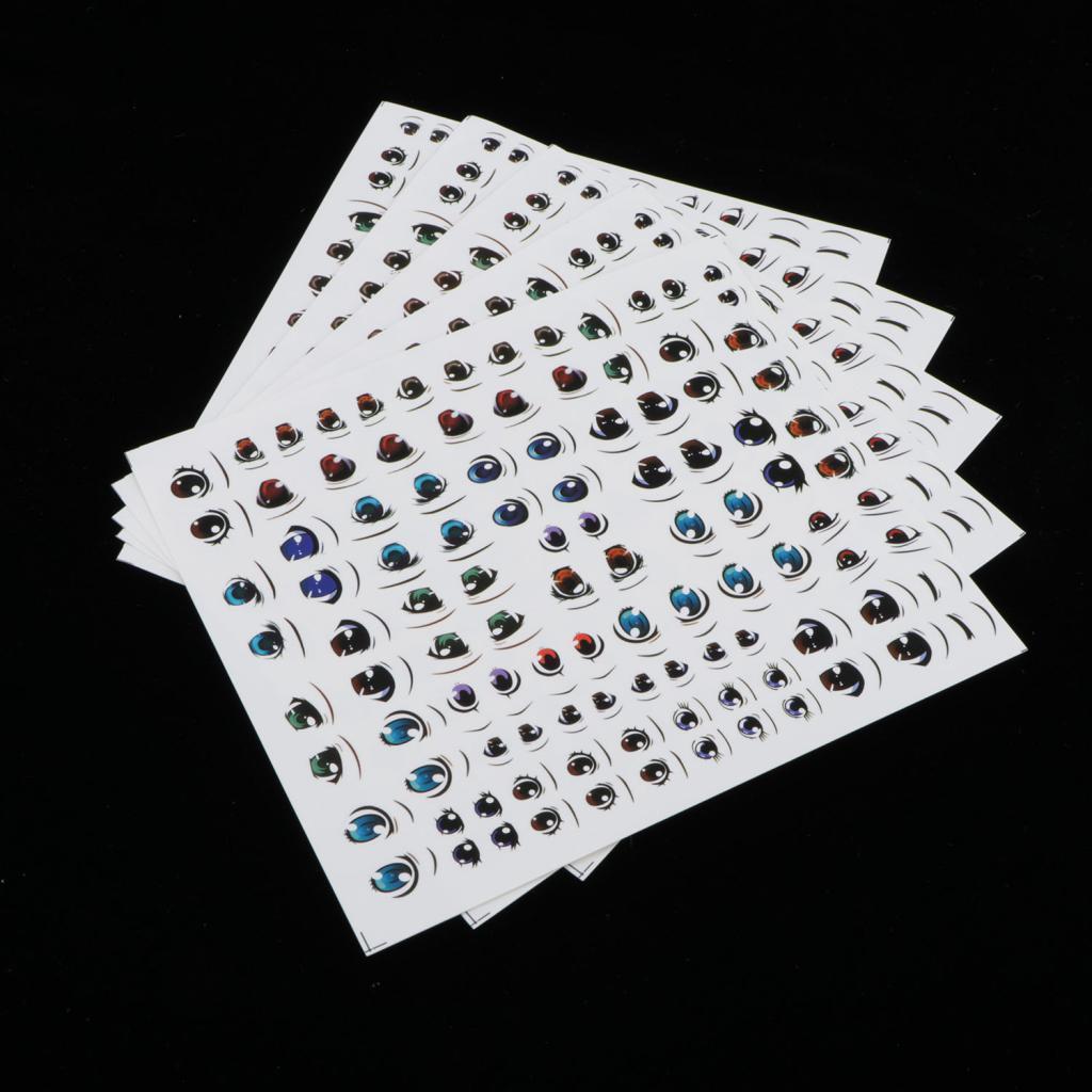 5X Light DIY Cartoon Toy Eyes Stickers Water Decals for Clay Doll 15x13cm