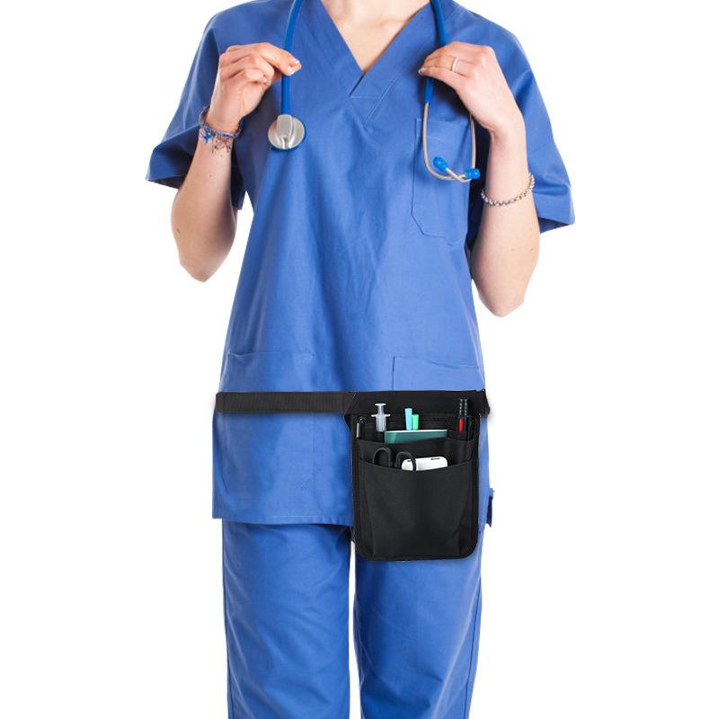 Bộ dụng cụ y tá, nhân viên y tế, vật tư y tế, túi eo di động, túi y tá, màu đen