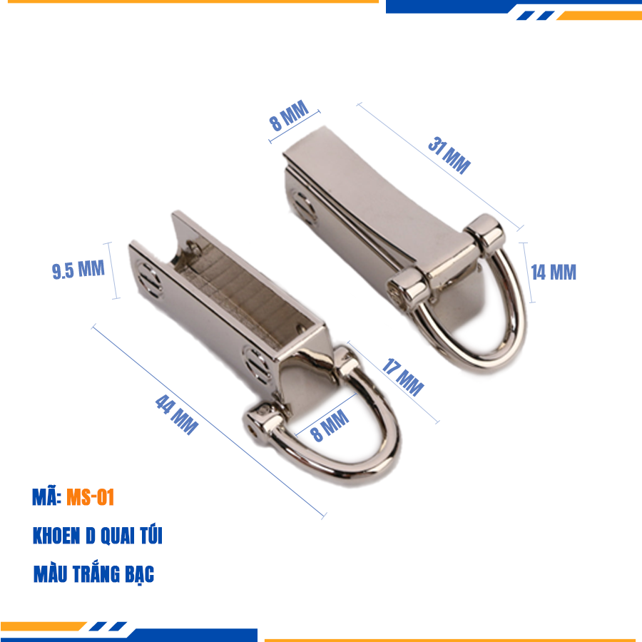 Nẹp túi xách, khoen d túi xách, khoen quai túi xách, công nghệ mạ điện độ bền 5 - 8 năm