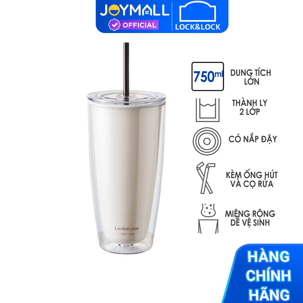 Ly nhựa 2 lớp LocknLock kèm ống hút HAP507 750ml