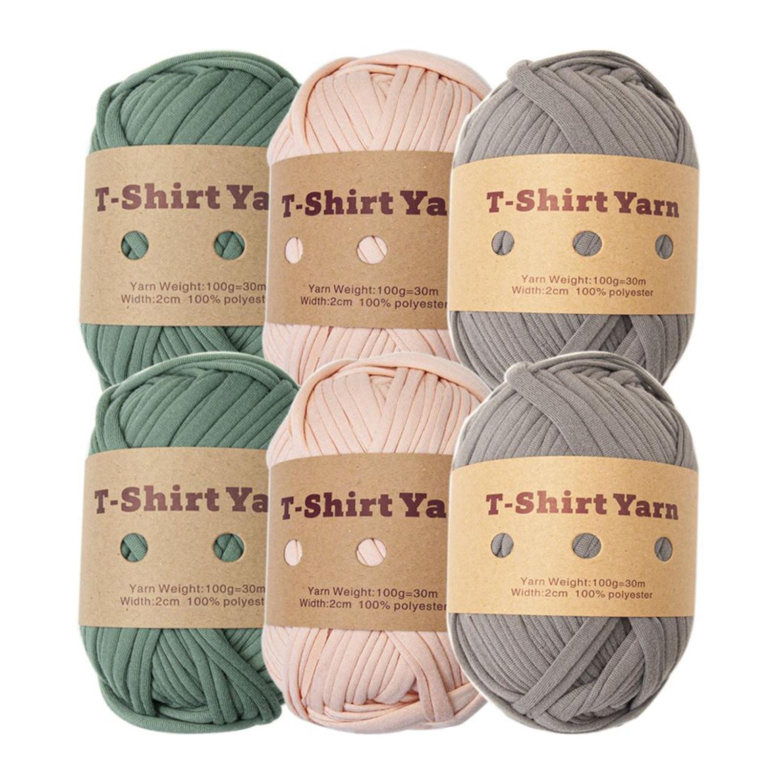 6x T Shirt Yarn 3 Colors Easy to Wash Knitting Yarn for Blanket Throw Pillow