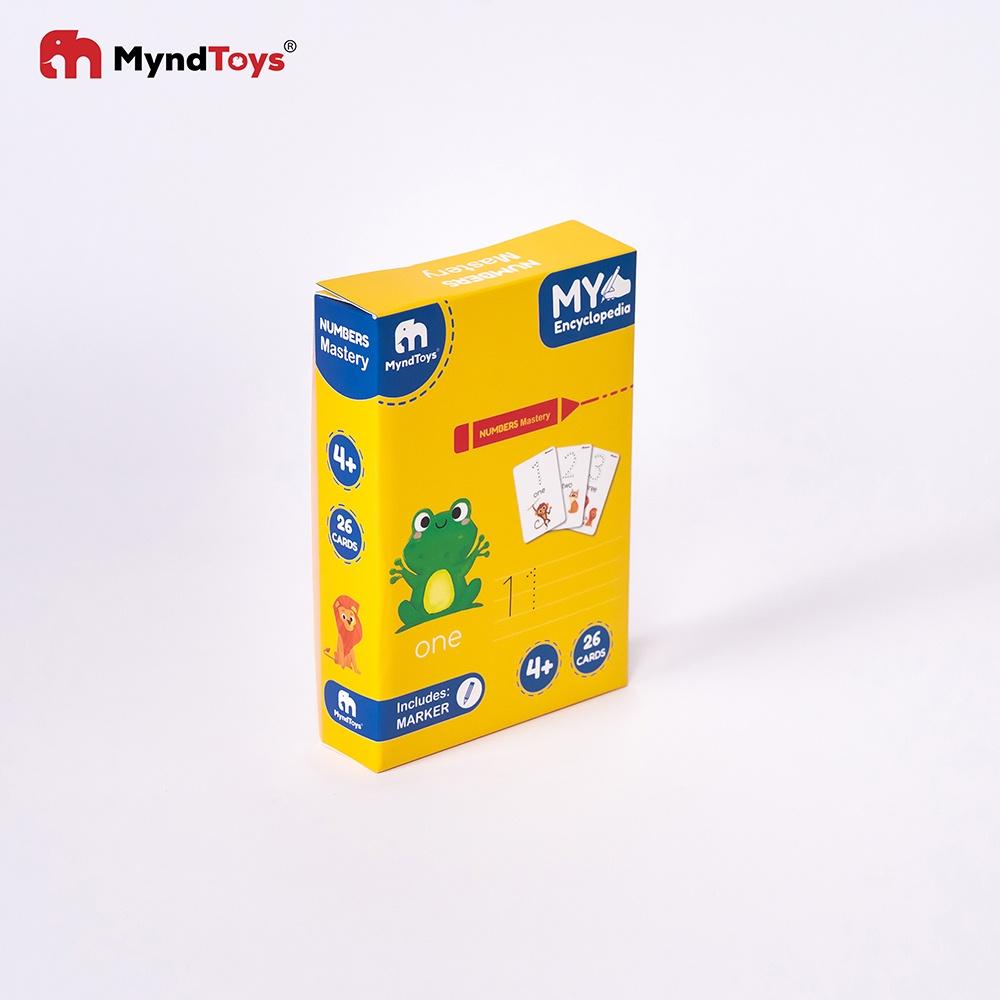 Bộ 26 thẻ dày luyện viết số Myndtoys Numbers Mastery cho bé nhận biết số từ 1-20 và 28 từ vựng tiếng Anh các đồ vật