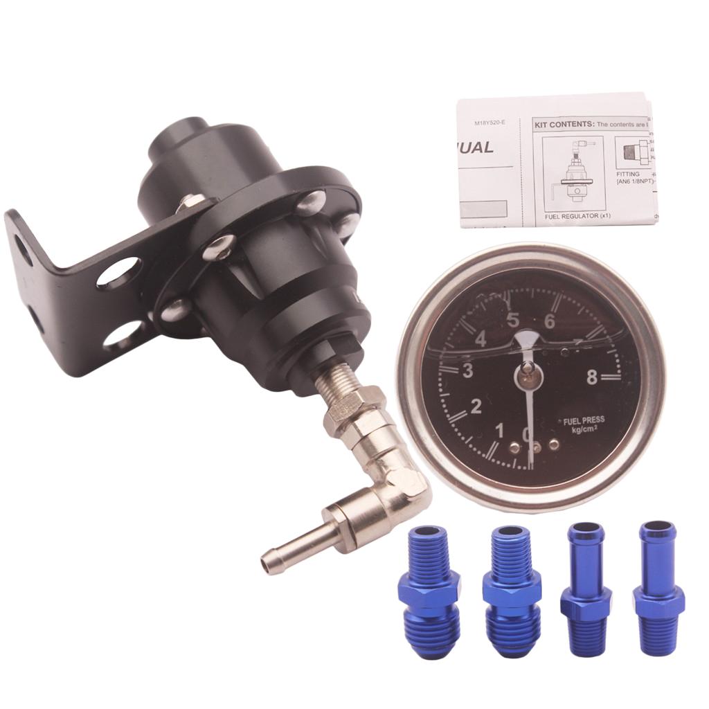 Universal Adjustable Fuel Pressure Regulator 0-160 Psi Car Auto Kit W/ Gauge