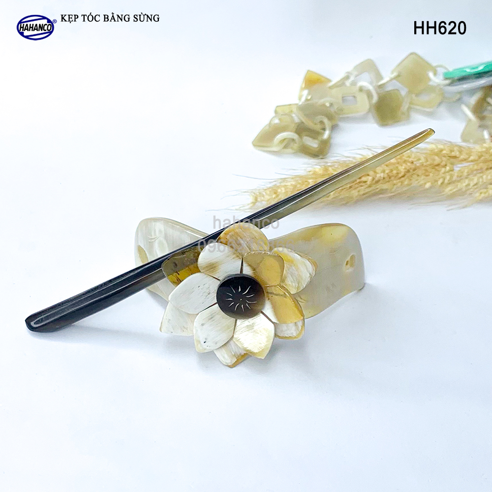 Kẹp tóc hoa bằng sừng có trâm cài - tinh sảo độc đáo dễ phối đồ - HH620