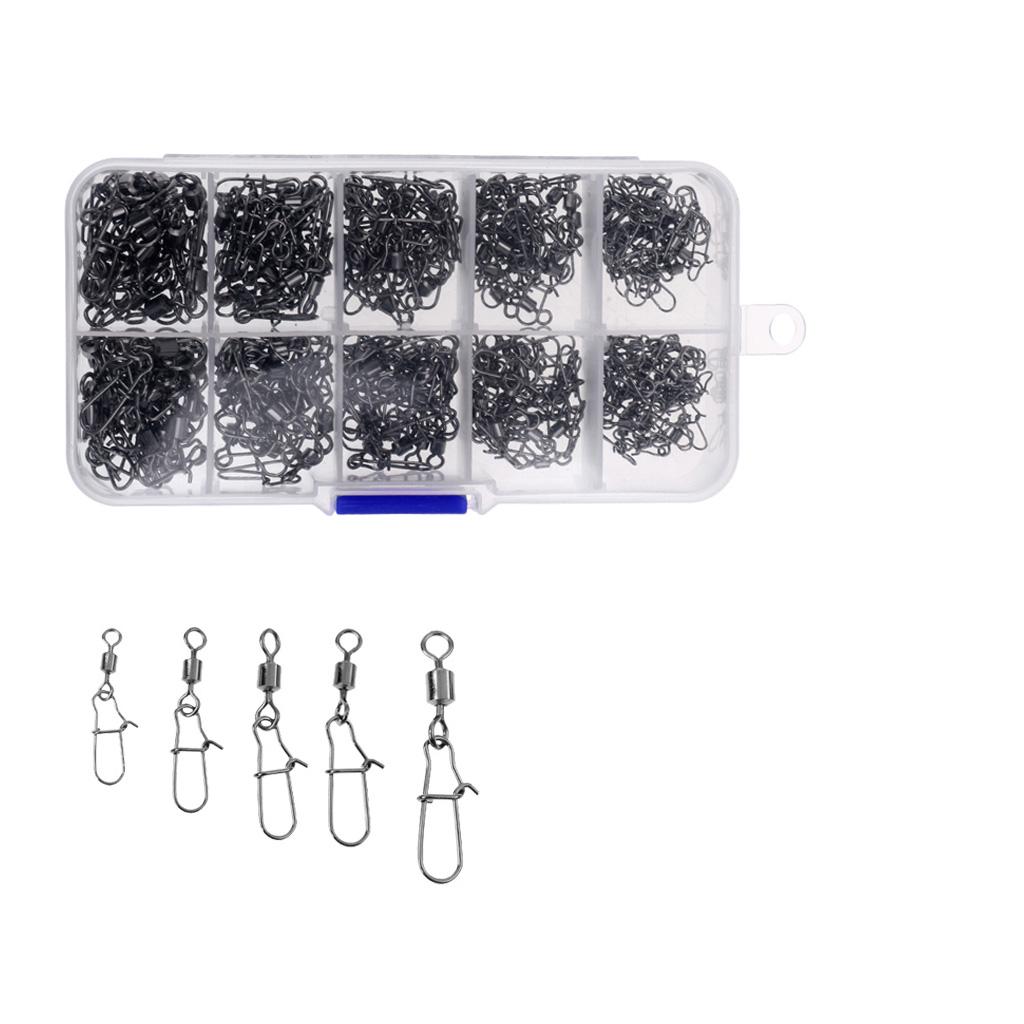 210Pcs Rolling Swivels Ring Fastlocks Fishing Pin Snap Connector Accessories