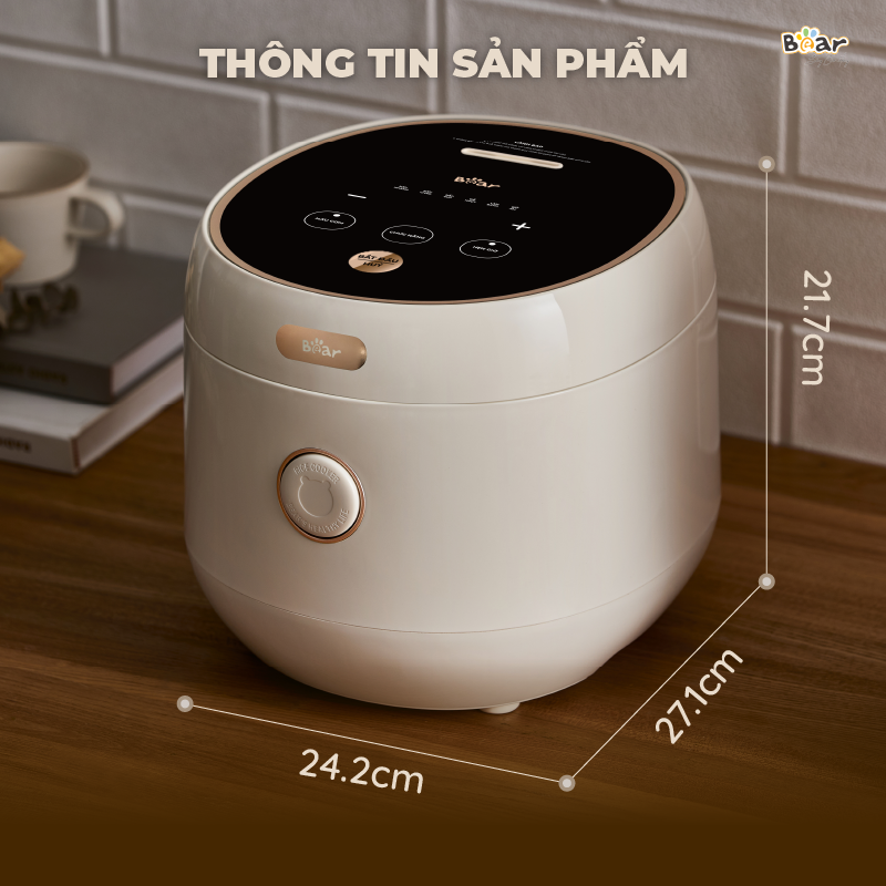 Nồi Cơm Điện Tử Bear 3L Lòng Nồi 5 Lớp Đa Năng Nấu Cơm Nấu Cháo Hầm Hấp Hâm Nóng Hẹn Giờ Lên Đến 12 Tiếng SB-NC30A - HÀNG CHÍNH HÃNG