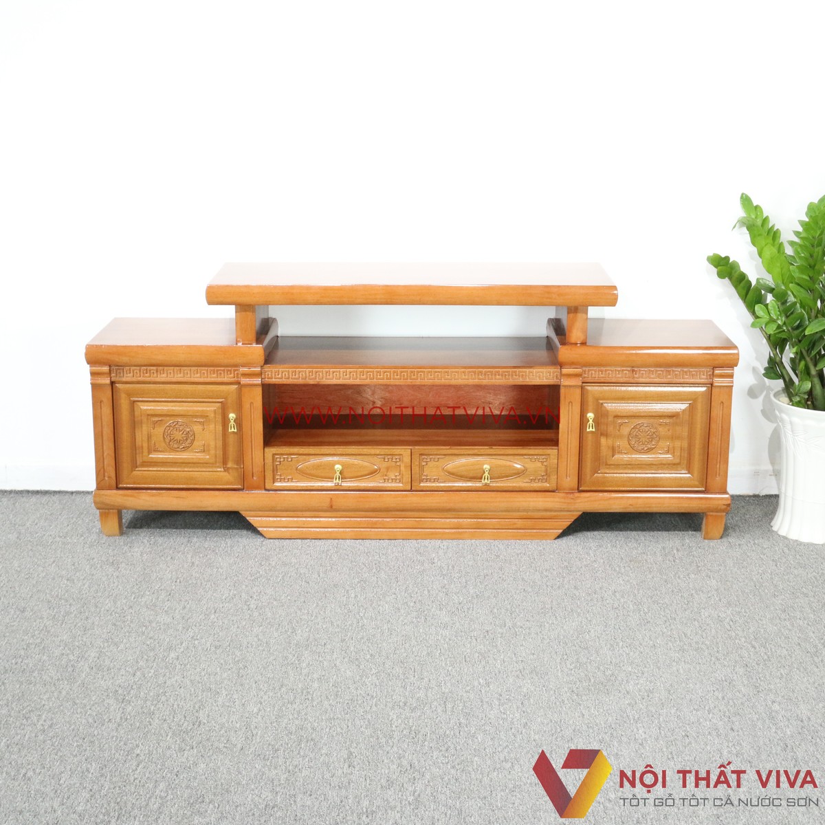 Kệ Tivi Gỗ Xoan Đào 2 Tầng Sang Trọng Đẹp Giá Rẻ