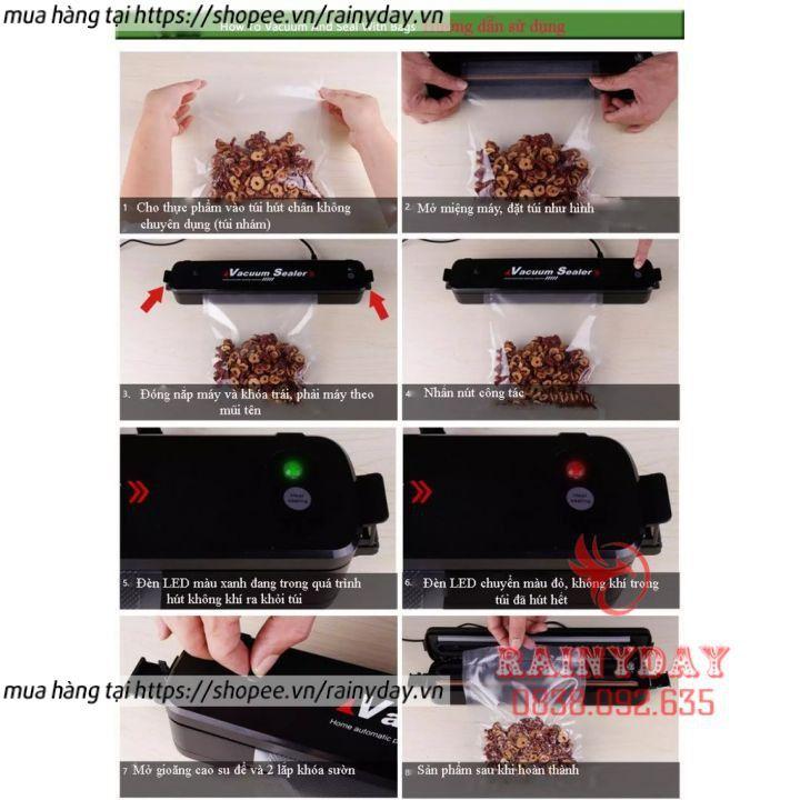 Máy hút chân không mini và hàn miệng túi bảo quản đồ ăn thực phẩm gia đình kèm túi chân kHÔNG HOẶC COMBO 20 TÚI RIÊNG.