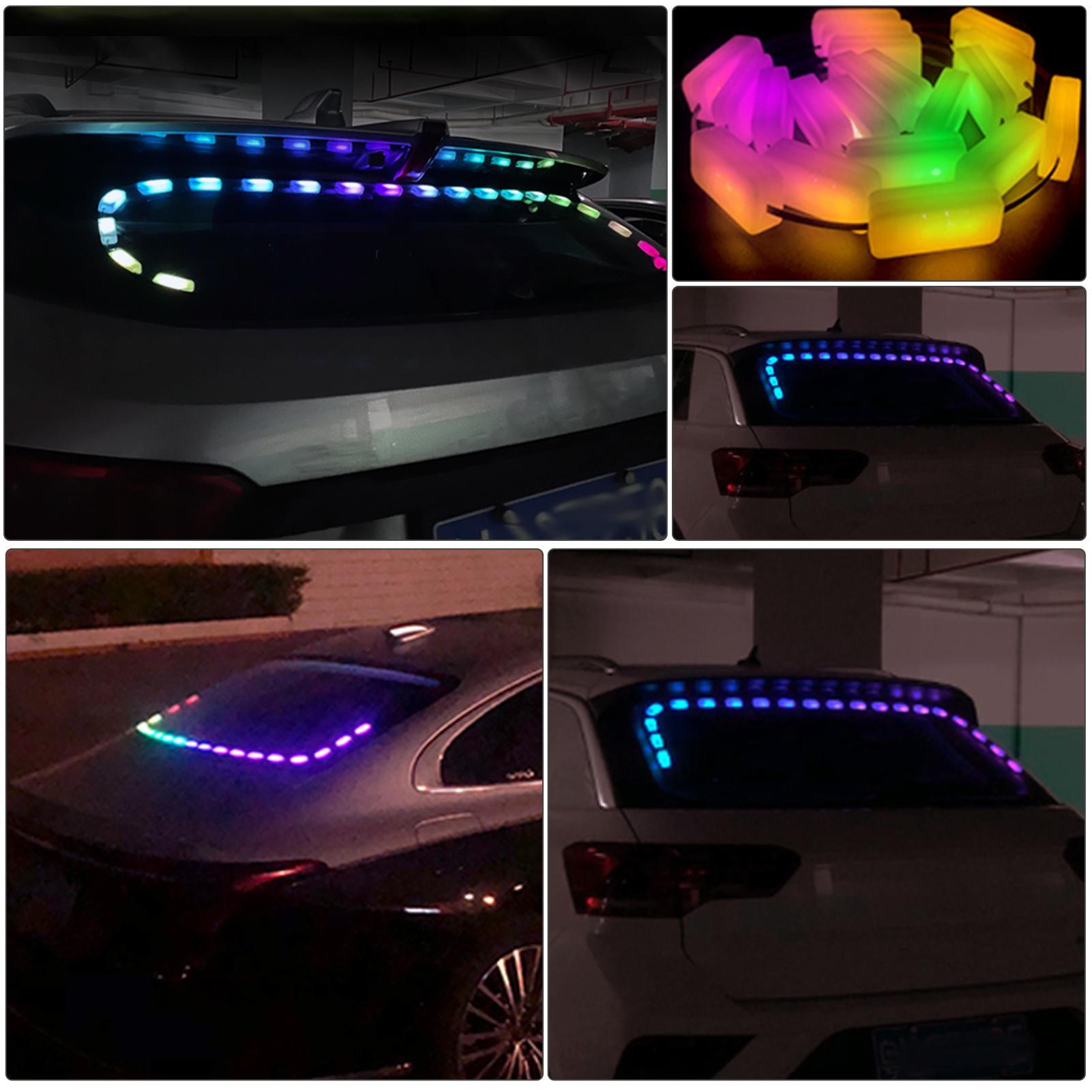 Interior Car Led Lights APP Control with Remote Music Sync Color Change RGB Rear window Car Lighting with Car Charger