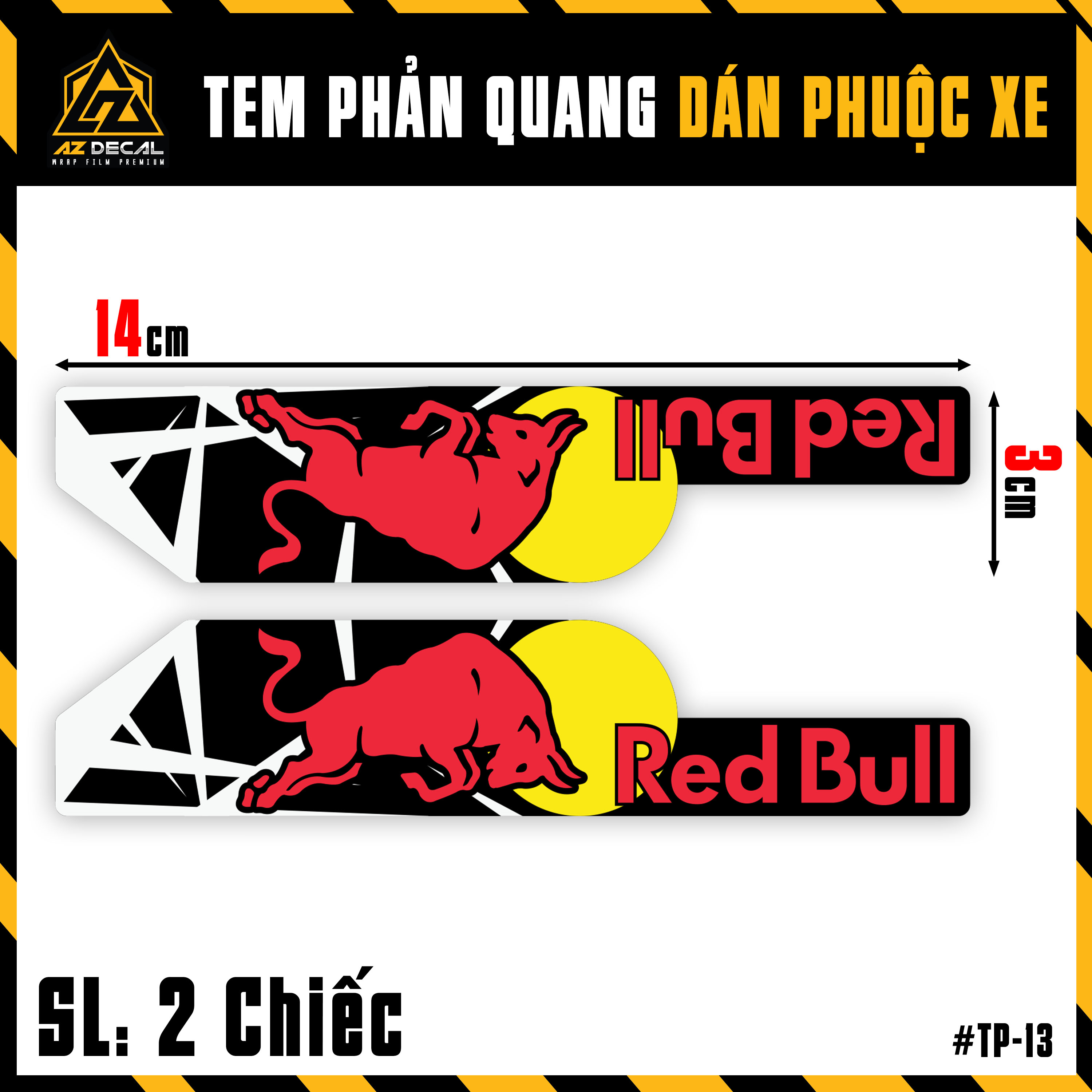 Tem Phuộc Xe Máy Phản Quang Mẫu Red Bull | TP13 | Decal Dán Phuộc Trước Cho Mọi Dòng Xe Máy, Xe Điện - Vàng Xám - Phản Quang