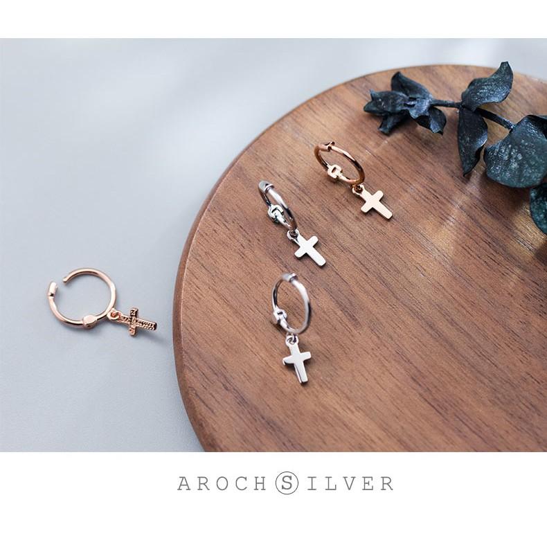 Khuyên tai bạc Ý s925 đinh tán xương cá E8534 - AROCH Jewelry