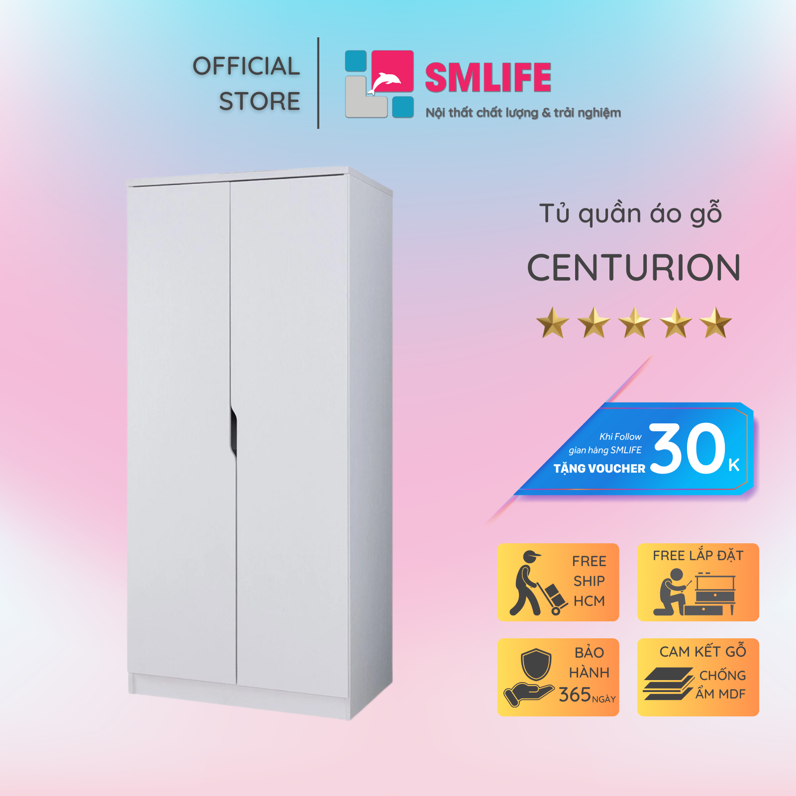 Tủ quần áo cho bé bằng gỗ công nghiệp SMLIFE Centurion