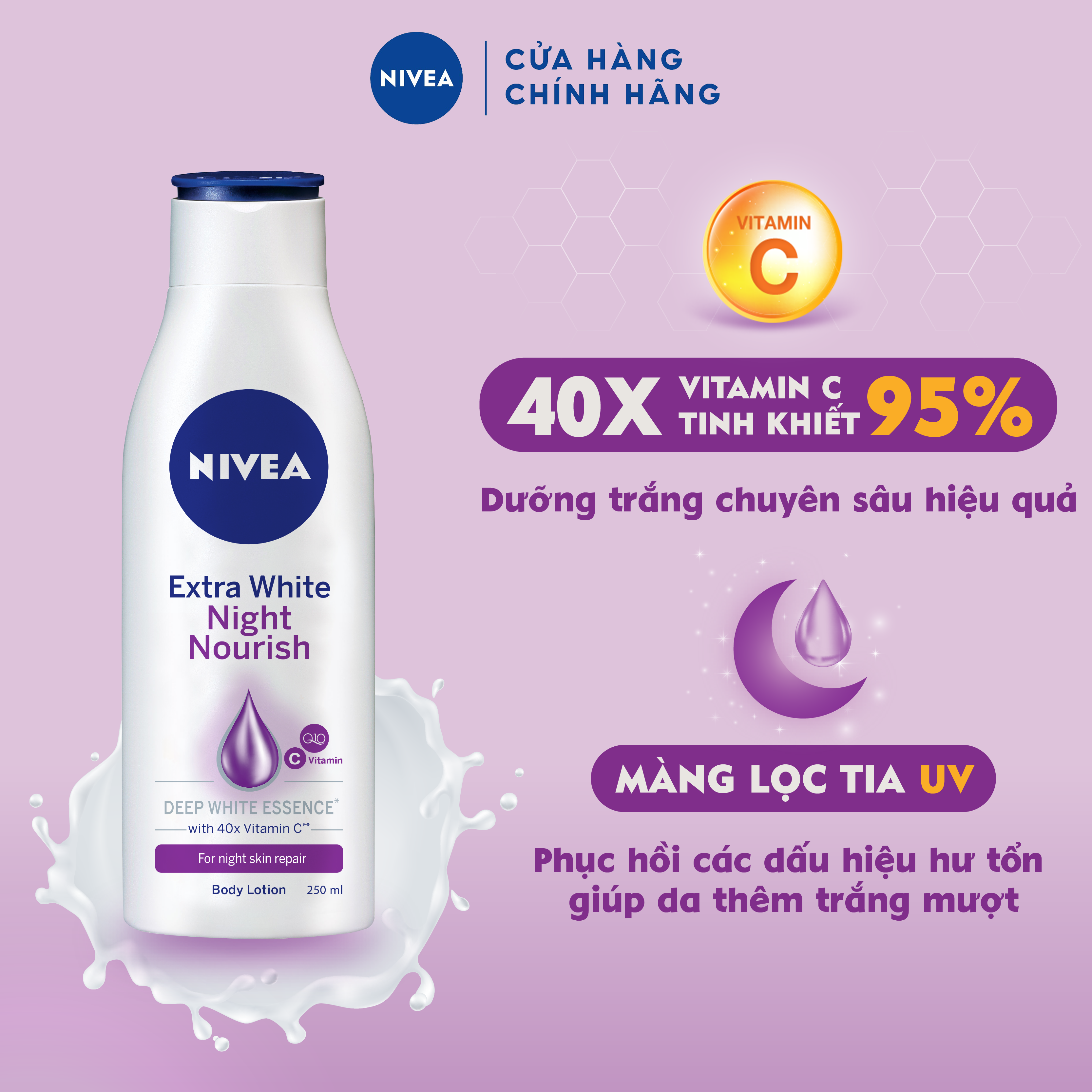 Sữa Dưỡng Thể Trắng Da Nivea Ban Đêm 250ml - 88125