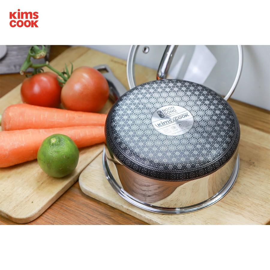 Quánh chống dính 2 mặt cao cấp BLACKCUBE KIMSCOOK 3 lớp đáy liền nắp kính 16cm - 18cm dòng NOONSONG