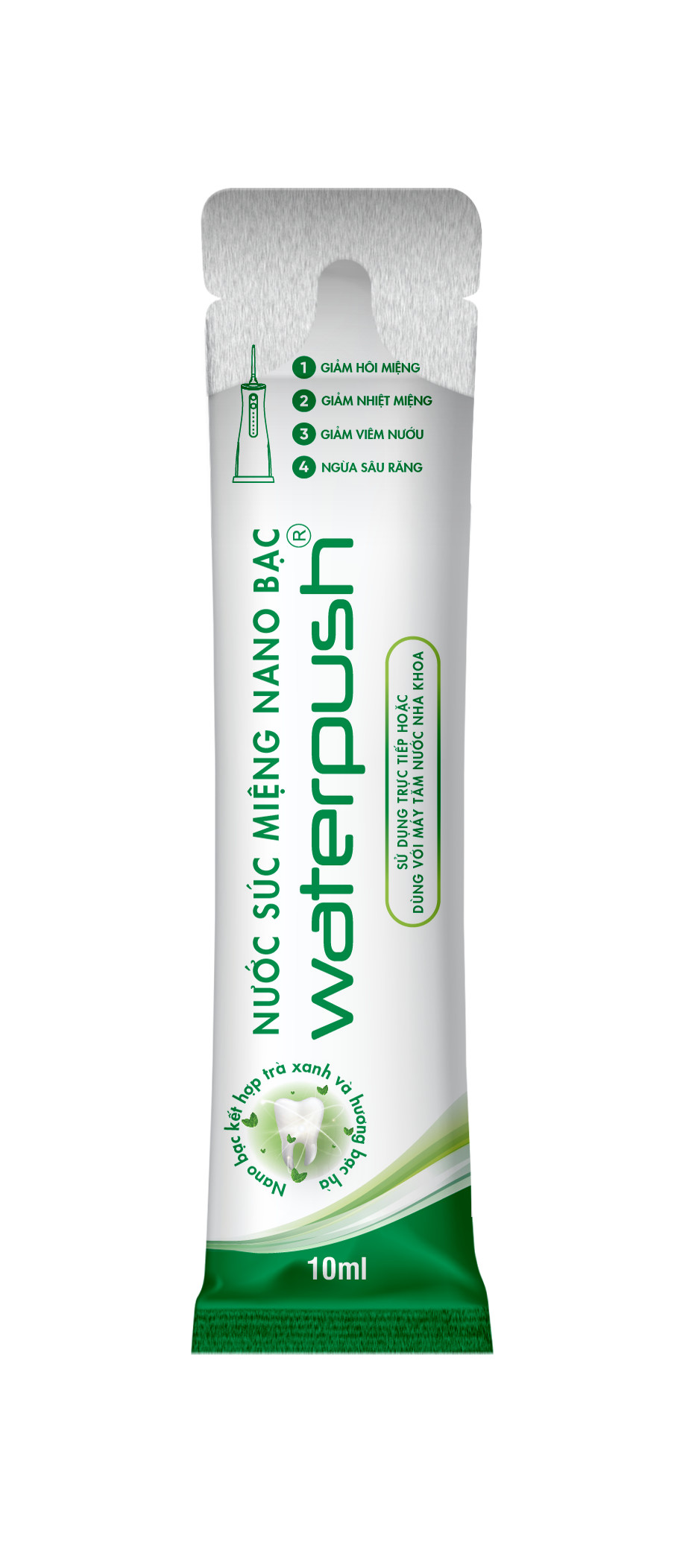 Nước súc miệng WaterPush Nano Bạc giúp trắng răng, giảm nhiệt miệng, hơi thở thơm mát