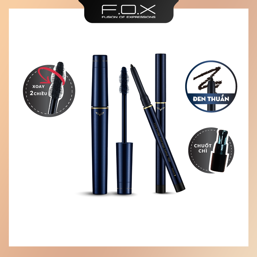 Combo F.O.X Mascara Thông Minh &amp; Chì Kẻ Mắt Chống Lem