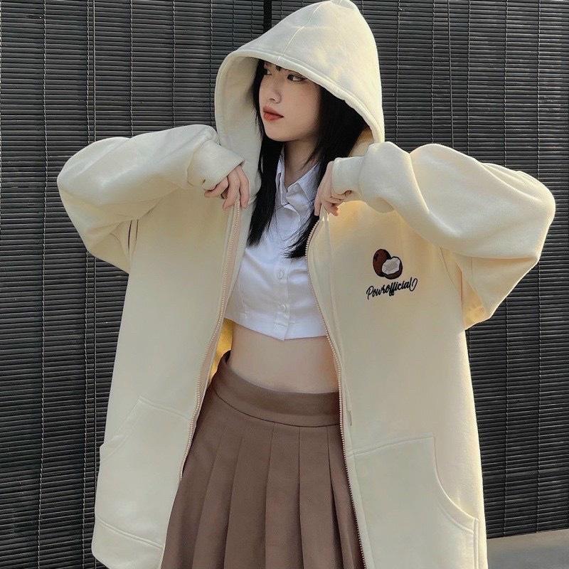 Áo Hoodie Nỉ Bông In Hình Xinh Powrofficial Trái Dừa Coconut