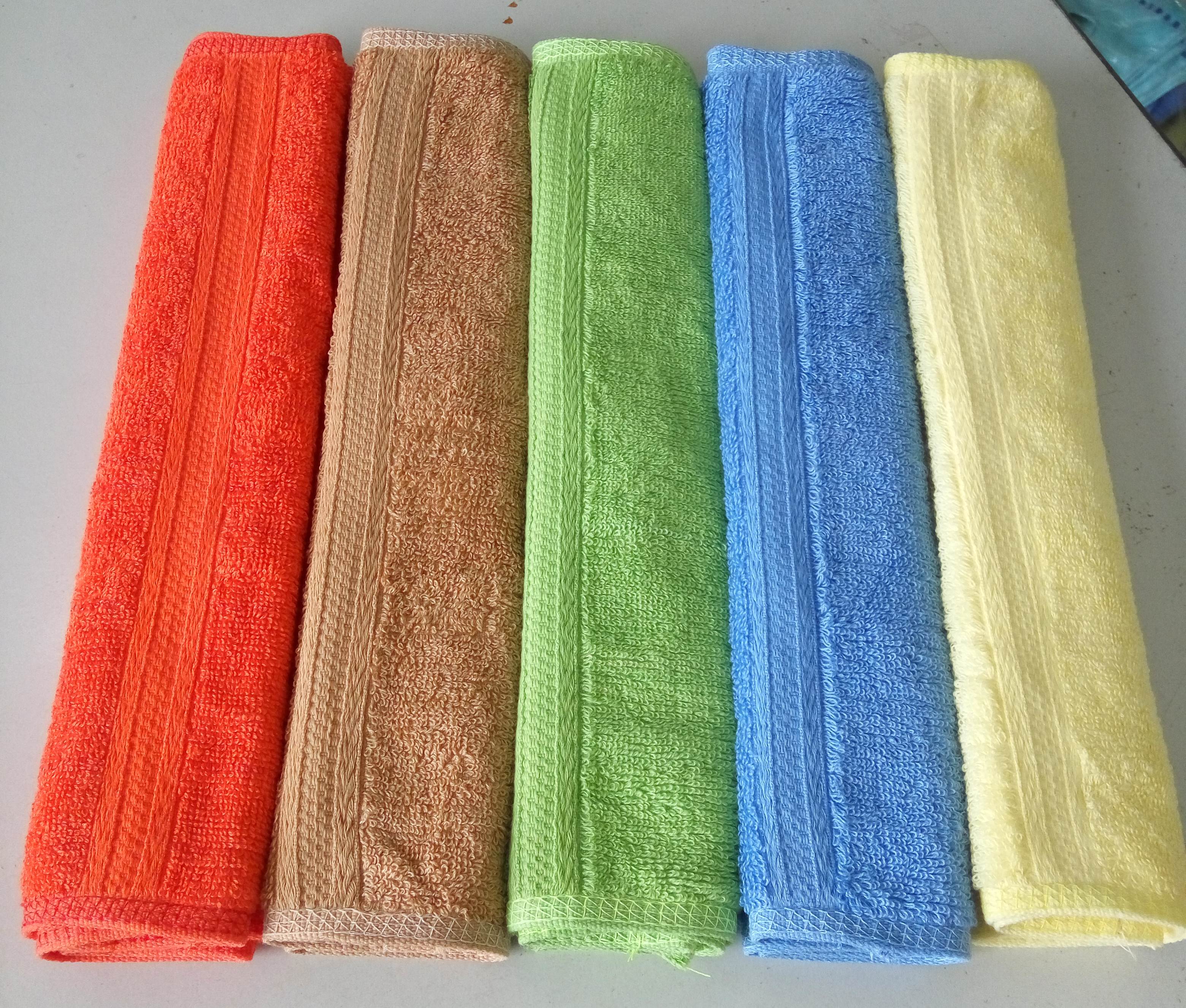 Bộ 5 khăn mặt cotton dày 2 mặt lông KT 30x48cm (Giao nhiều màu)