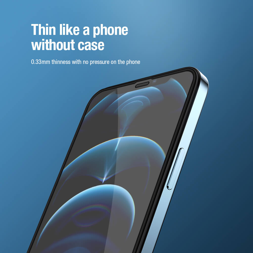 Miếng dán kính cường lực full 3D cho iPhone 12 6.1 inch / iPhone 12 Pro hiệu Nillkin Amazing PC Ultra Clear mỏng 0.33mm, bảo vệ full viền, hiển thị full HD, bảo vệ màn loa, kính AGC Nhật Bản - hàng nhập khẩu