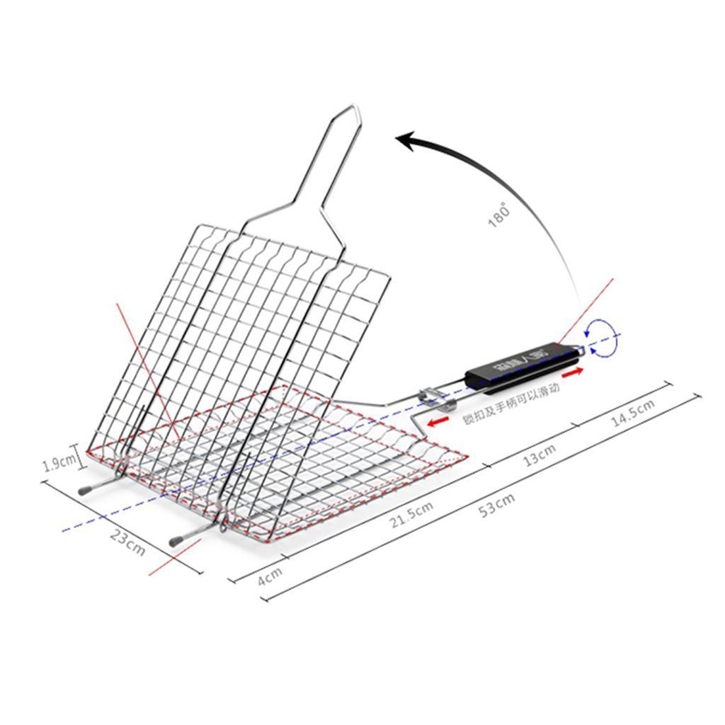 3X Portable Stainless Steel BBQ Grill Basket Grill Net Cooking Fish / Meat