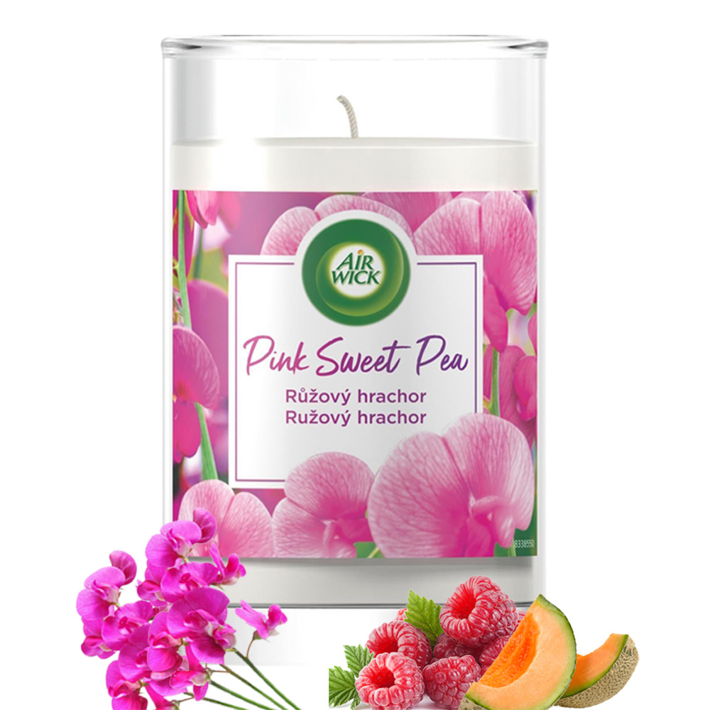 Ly nến thơm tinh dầu Air Wick Pink Sweet Pea 310g XXL QT06524 - hoa đậu Hà Lan