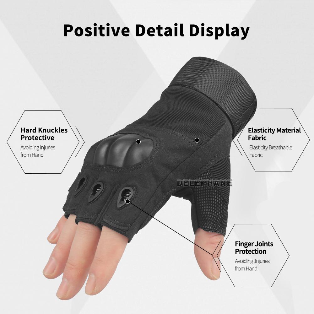 Thể Thao Mùa Hè Găng Tay Chiến Thuật Cơ Bản Bảo Vệ Tay Fingerless Gloves Chống Trơn Trượt Đen Găng Tay Quân Đội Quân Đội Nam Chụp Tập Gym