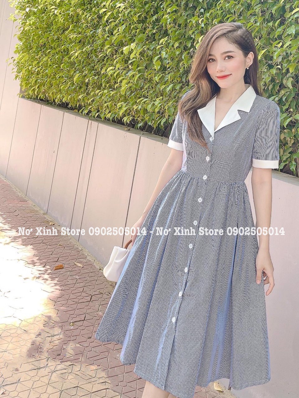 Đầm Sơ Mi Xoè Dài Công Sở Hàn Quốc Vintage Có Size M-L-XL-XXL