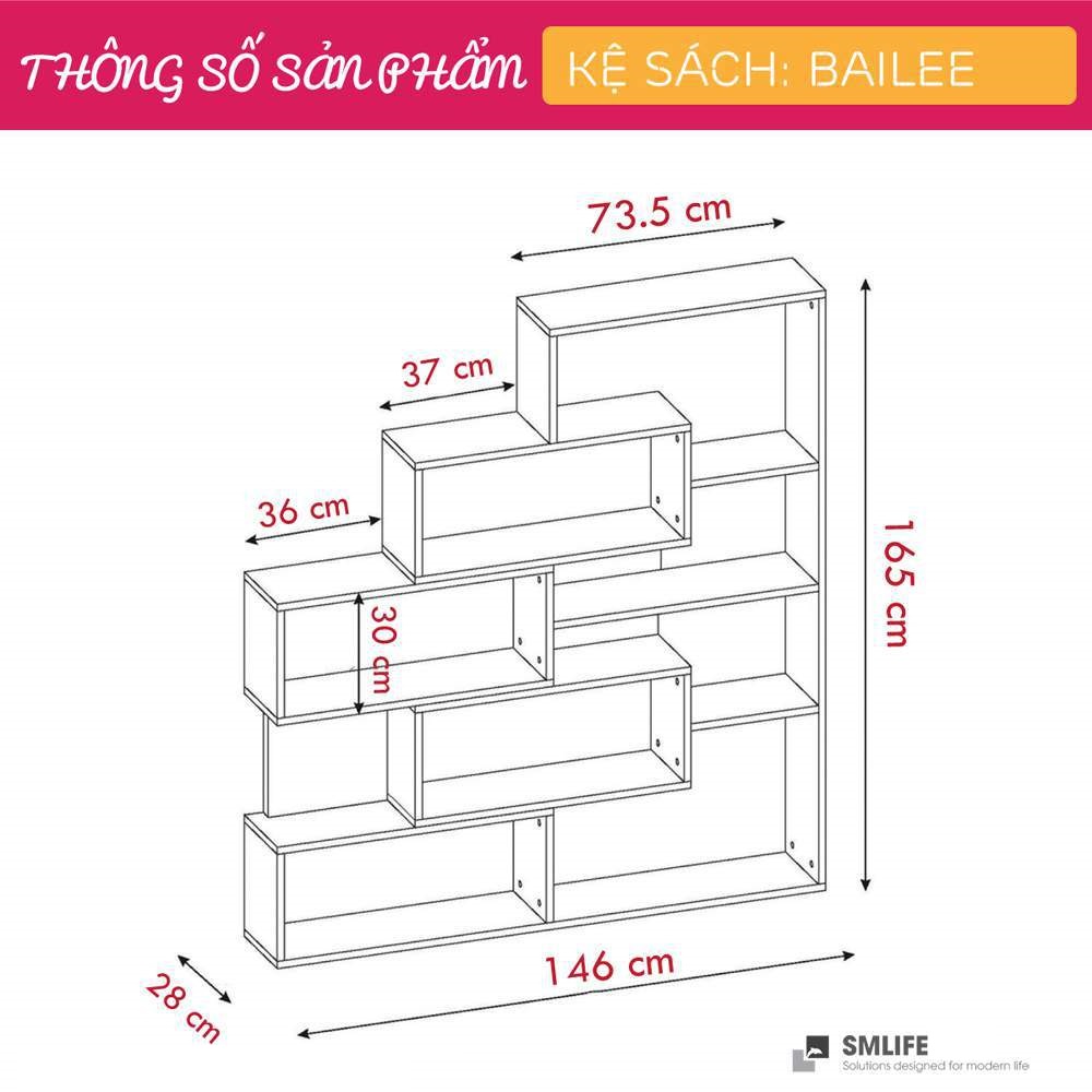 Giá sách gia đình phong cách hiện đại SMLIFE Bailee