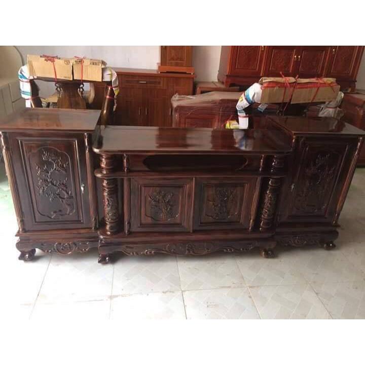 Kệ tivi gỗ tràm kệ cột nho phun pu vân mun