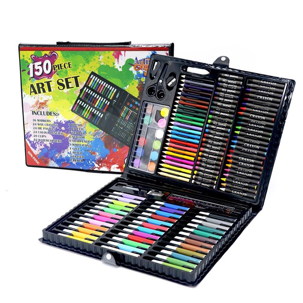 Hộp bút màu 150 chi tiết dạng cặp sách cho bé